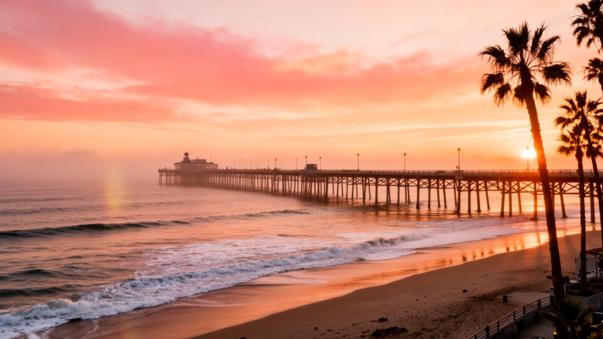 Manhattan Beach pier at golden hour